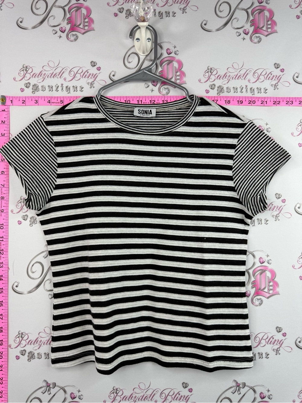Sonia Rykiel tshirt stripes dual Black and White Striped Short Sleeve Tee